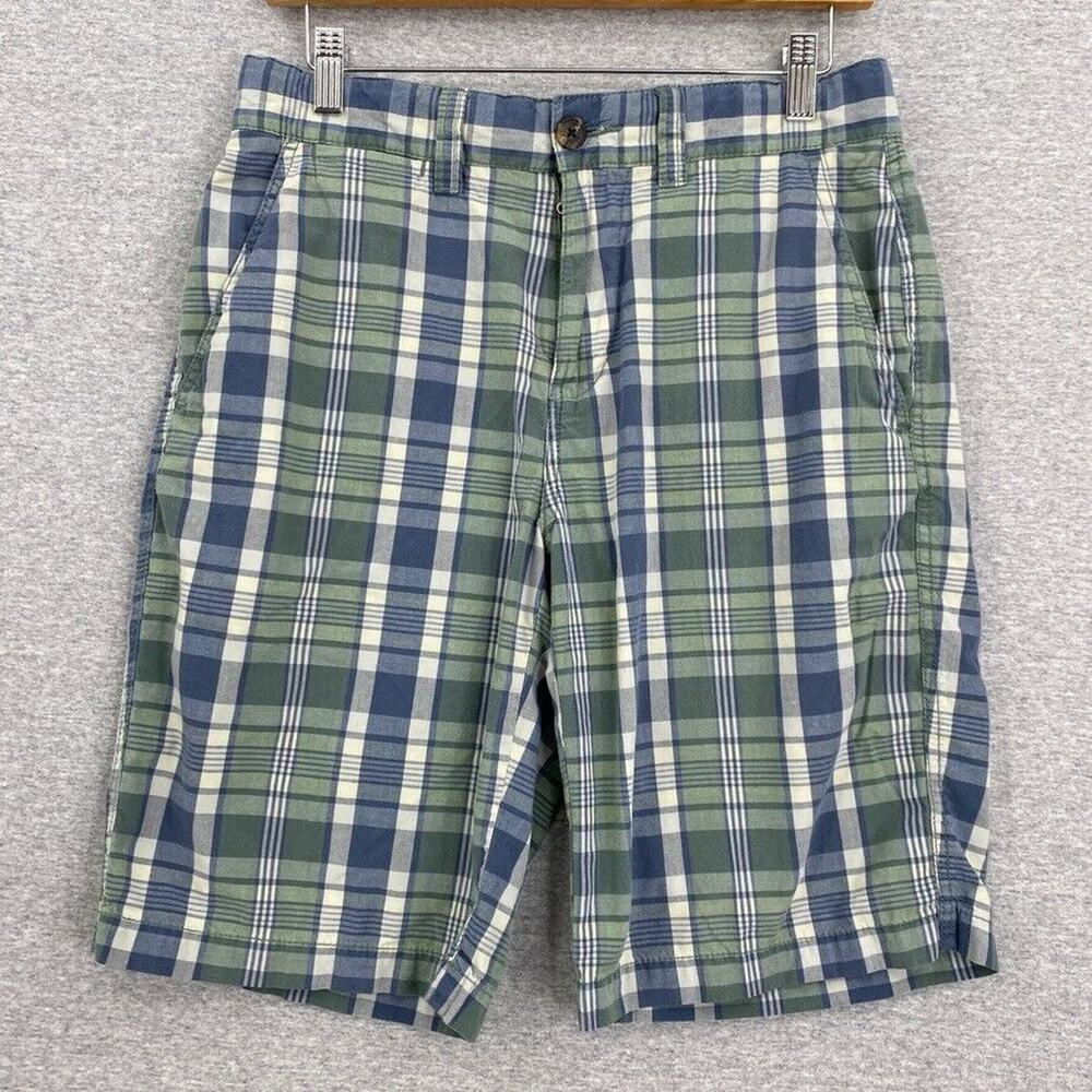 Tommy Hilfiger Shorts Mens 29 Blue Green Plaid Slash Pockets